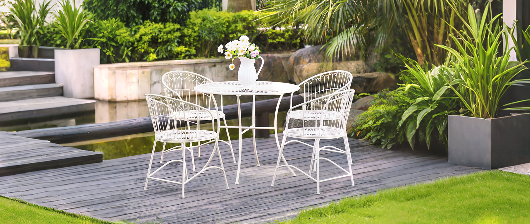 PowerLonlife Outdoor Commercial B2B White Furniture in pergola